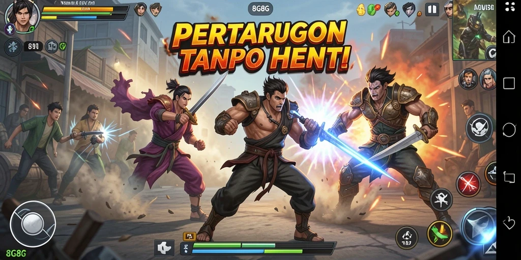 Tampilan gameplay 8G8G dengan pertarungan yang mendebarkan.