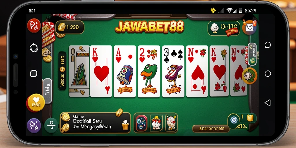 Tampilan gameplay seru pada aplikasi JAWABET88 yang menampilkan keseruan permainan Domino.