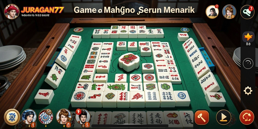 Tampilan gameplay menarik JURAGAN77 dengan berbagai ubin Mahjong.