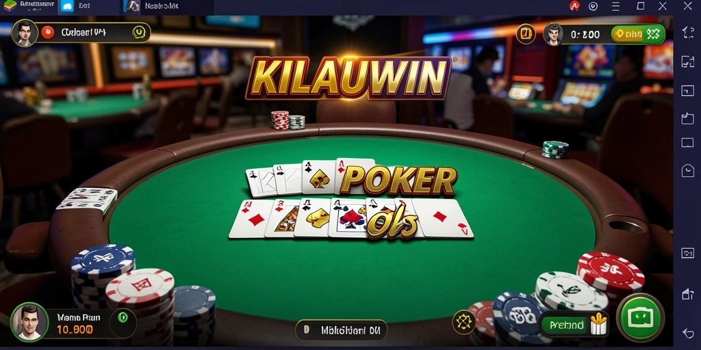 Tampilan gameplay seru dalam aplikasi KILAUWIN yang menampilkan aksi poker.