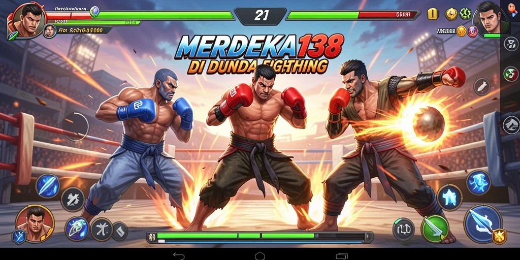 Tampilan aksi pertarungan intens dalam game MERDEKA138.