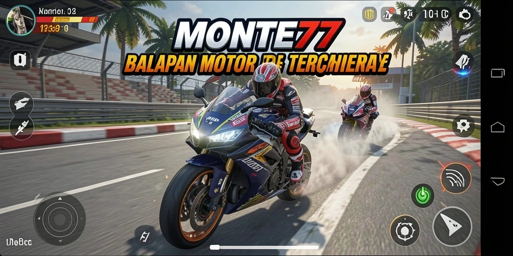 Gameplay <strong>MONTE77</strong> yang mendebarkan dan seru saat balapan motor.
