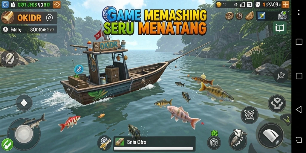 Screenshot OKIDR menampilkan gameplay memancing yang mendebarkan dan grafis yang menawan.