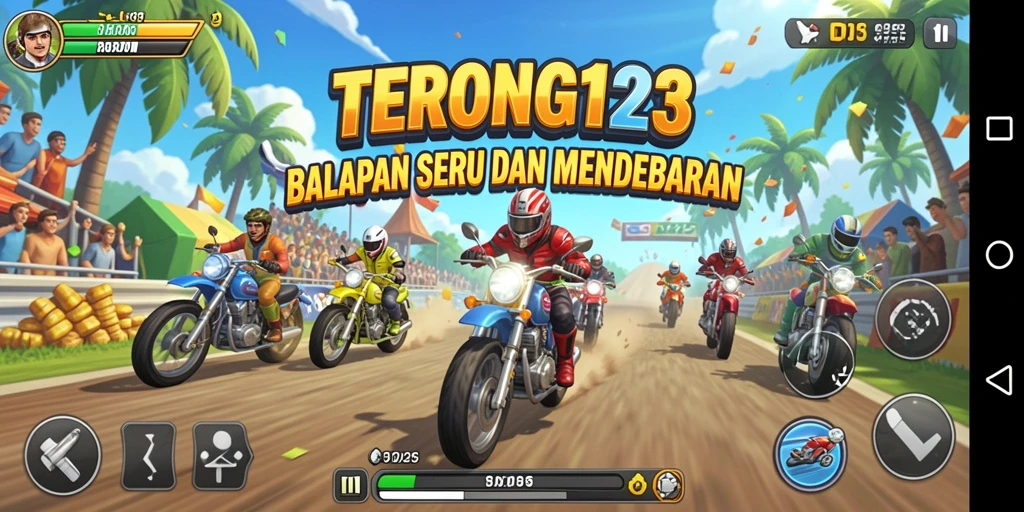 Tampilan gameplay TERONG123 dengan aksi balapan yang mendebarkan.