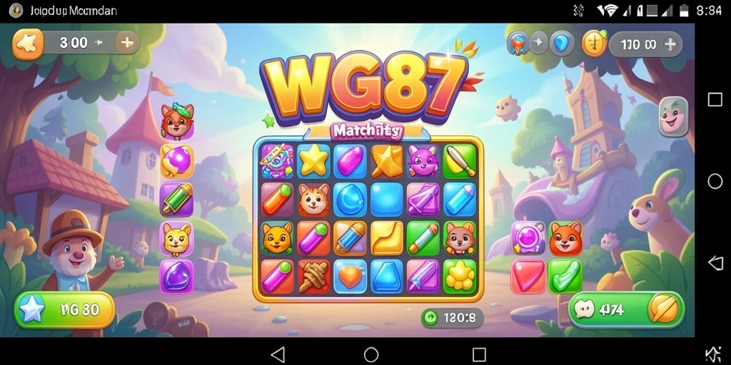 Tampilan gameplay seru di WG87 dengan elemen Match-3 yang mencolok.